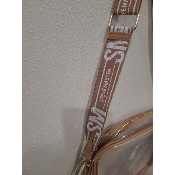 Steve Madden Clear Stadium Crossbody bag makeup travel wide adj. Strap concert - Picture 3 of 10